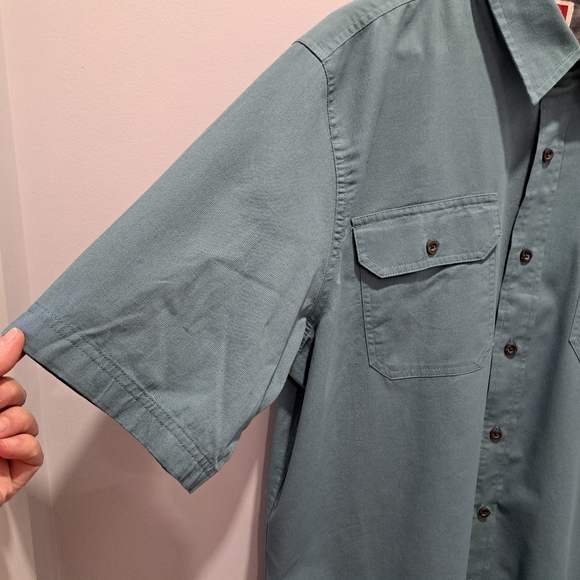 Wrangler Teal Button-Up Camp Rugged Workwear Grunge Skater Shirt Mens L - Picture 4 of 11